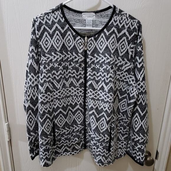Rebecca Malone Aztec black & white cardigan size‎ XL - Picture 1 of 4